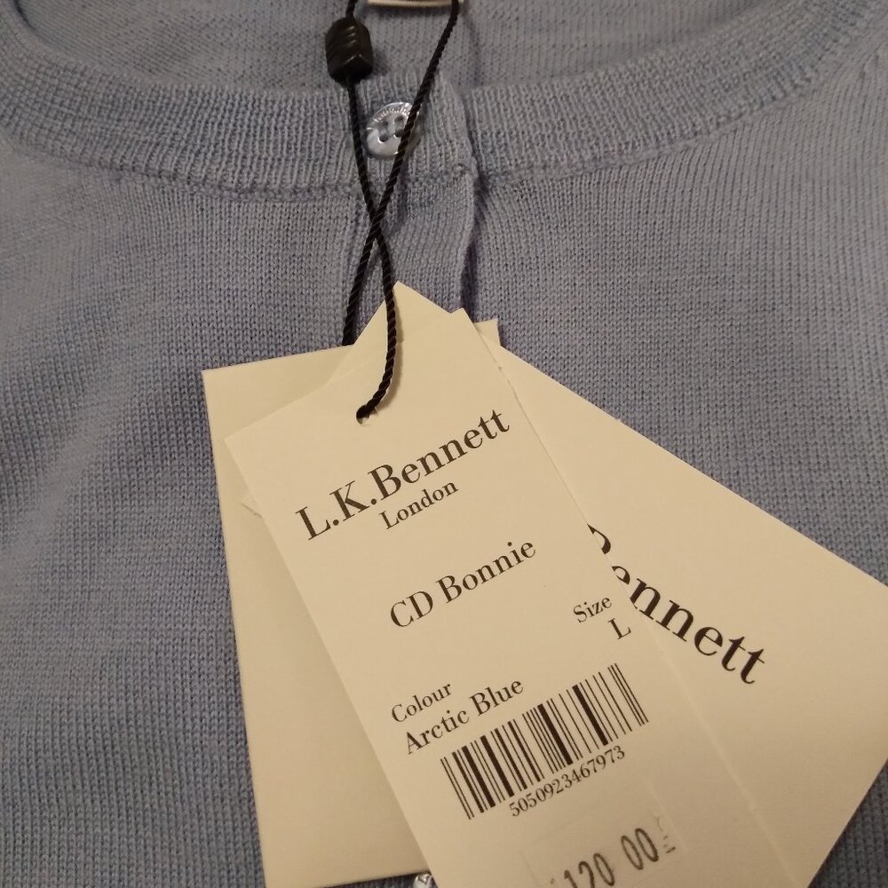 LK Bennett CD Bonnie Cardigan 3/4 Length Sleeve 100% Merino Wool NWT's Size L